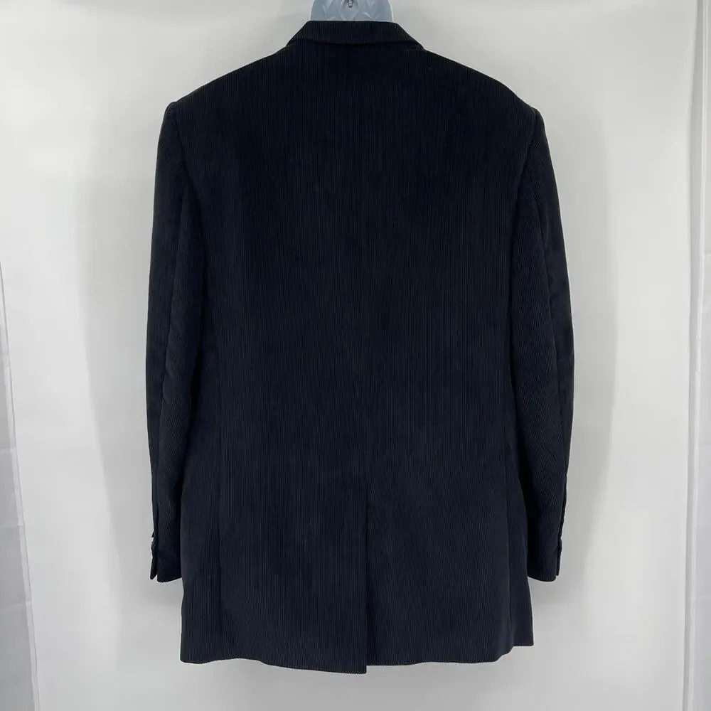 Vtg Y2K Concrete Corduroy Mens Blazer 42 Preppy Ivy Navy 3 Button Old Money